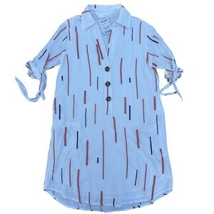 NWT LUSH Women’s Striped Shirt Dress Size S/XS Tie Sleeve Button Front White